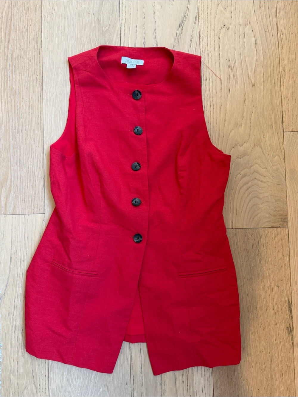Aligne Red Sleeveless Button-Front vest